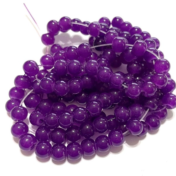 1 Strand (130pcs) Purple Imitation Jade Glass Beads 6mm Round(NO.GL3-1799)