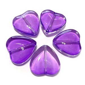 5pcs of Large Transparent Purple Puffy Heart Glass Beads 20mm(No.HRT7-1671)