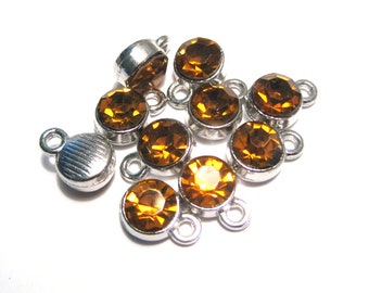 10 pezzi di ciondoli in cristallo di vetro topazio placcato argento 7 x 10 mm ciondoli con strass (n. 11-2263)