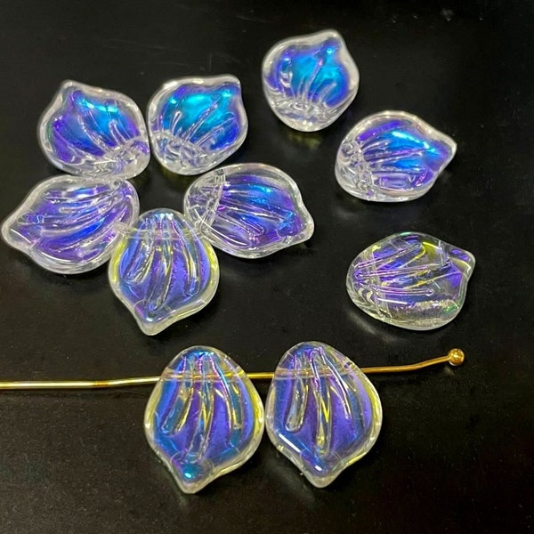 20pcs of Clear AB Flower Petal Glass Beads (No.SFL1-1165)