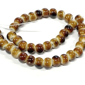 1 Strand (40pcs) of Brown Mixed Ceramic Beads 6mm(No.CM31-416)