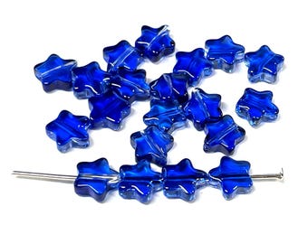 20pcs of Translucent Blue Star Bead 8mm Glass Star Beads (No.ST35-1039A)
