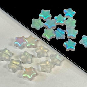 20pcs of White Frosted AB Star Glass Beads with Gold Glitter Powder Translucent Star Beads 8mm(No.ST21-2829)