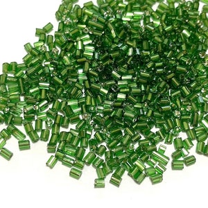 20 Grams Green Silver Lined Bugle Beads 2mm (N0.BST111-079)