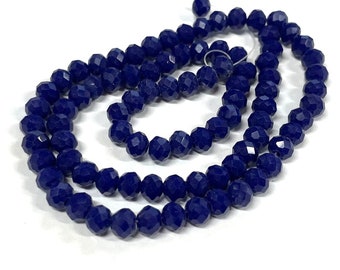 Perline di cristallo rondelle sfaccettate blu scuro da 6 mm, 1 filo (n. 86-1295)