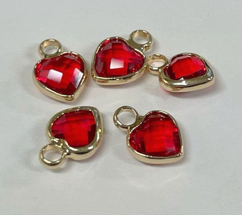 Collier Pendentif Cœur En Verre Lampwork Rouge Scintillant - Doré - Neuf Sans Emballage - Sans Marque
