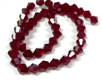 1 Strand (46pcs) of Ruby Red Bicone Beads 6mm Glass Beads (N0.BC19-2817)