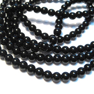 Black Opaque Glass Beads: 4mm Round, 180pcs Strand