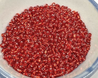 20 Grams Silver Lined Red Glass Seed Beads 11/0 2mm(No.SL25B-028)