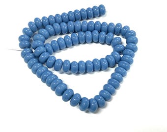 Perline di vetro blu a forma di abaco, rondelle da 8 mm, 1 filo (codice SP11-3214)