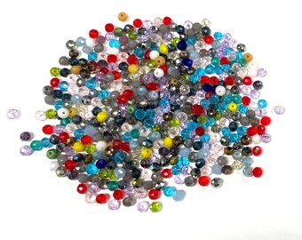 50 grammi (670 pezzi) di perline di cristallo di vetro sfaccettato Rondelle da 4 mm miste n. 2799