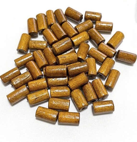 50 Brown Wood Tube Beads: 12x6mm Jewelry Supplies