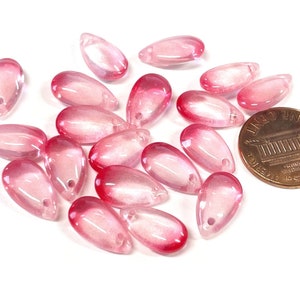 20pcs of Clear Red Gradient Teardrop Beads 13mm(No.TD40-2859)