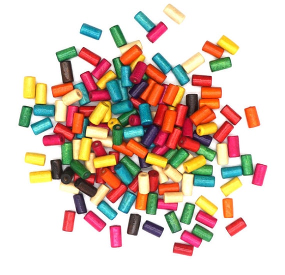 50pcs of Mixed Color Wood Beads Wood Tube Beads