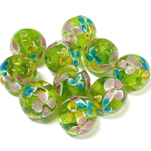 2pcs of Handmade Lampwork Beads 12mm Round Glass Beads (NO.8-2579)