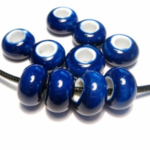 10pcs of Blue Ceramic Beads Large Hole Beads 14mm Ceramic Beads (No.CL43-242)