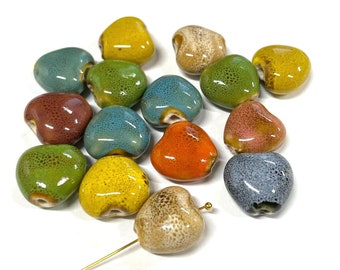 5pcs of Mixed Color Heart Ceramic Beads 15mm (No.HRT20--348)