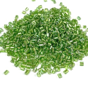 20 Grams Green Silver Lined Bugle Beads 2mm (N0.BST29-078)
