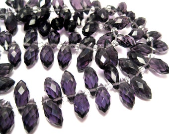 10pcs of Violet Purple Faceted Teardrops Beads 12x6mm Glass Beads Briolette Beads(No.TTD25-2155)