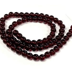 1 Strand of Dark Garnet Red Smooth Round Glass Beads 6mm(No.SMRD19-2806)