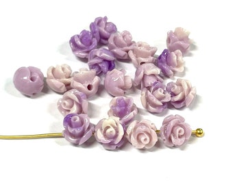 20pcs of Purple Gradient Flower Beads Shell Powder Pressed Rose Flower Beads 6mm (No.SFL4-2699)