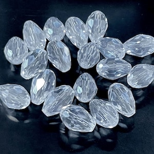 10pcs of Electroplated Clear Transparent Faceted Teardrop Glass Beads 12x8mm(No.TDPT31-2089A)