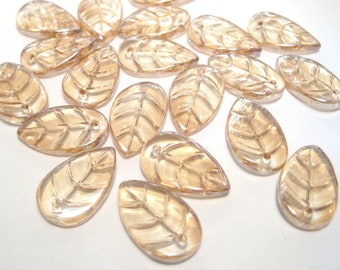 20 Champagne Glass Leaf Beads 18mm(No.LF13-1142)