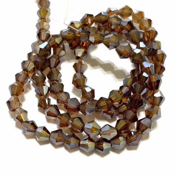 1 Strand (95pcs) of Dark Brown Bicone Beads 4mm Glass Beads (N0.BC40PT-667)