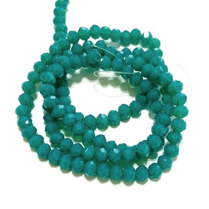 1 Strand of Opal Blue Rondelle Faceted Glass Crystal Beads 4mm. No.88-868