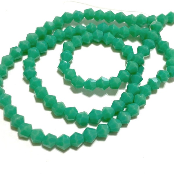 1 Strand (95pcs) of Opaque Teal Green Bicone Beads 4mm Glass Beads (N0.BC107-632)