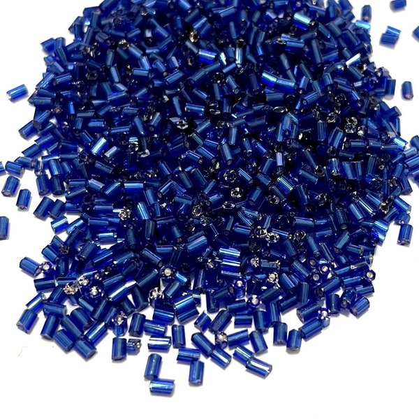 20 Grams Navy Blue Silver Lined Bugle Beads 2mm (N0.BST9-098)