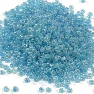 Perline di vetro color crema blu cielo da 20 grammi 11/0 (2 mm) (n. Cm143-004)