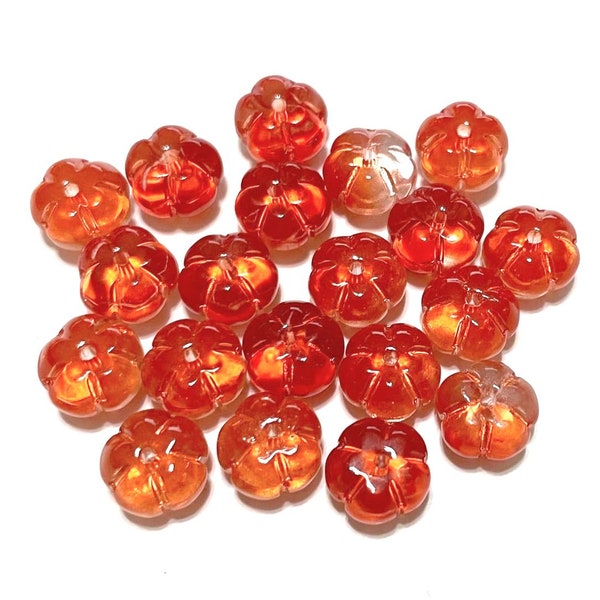 20pcs of Transparent Orange Flower Glass Beads 10mm (No.FL13-1544)