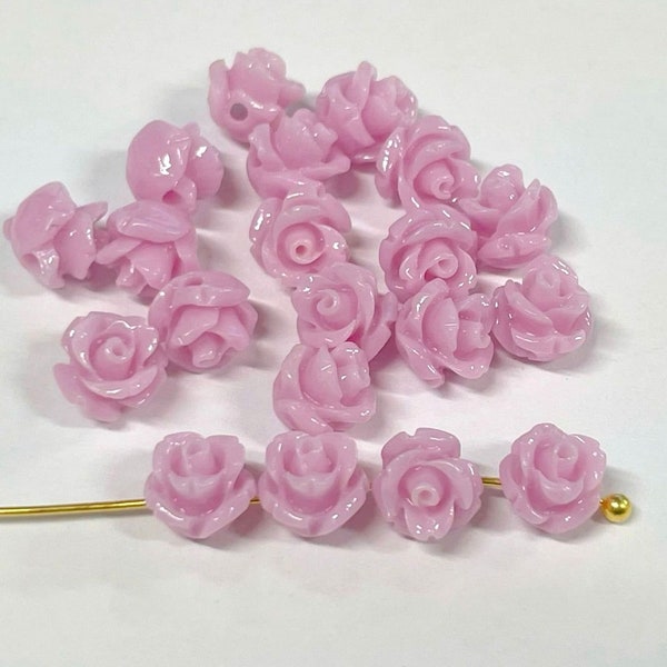 20pcs of Pink Purple Flower Beads Shell Powder Pressed Rose Flower Beads 6mm (No.SFL12-2703)
