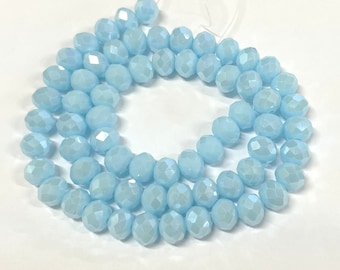 1 filo di perle di vetro cristallo sfaccettato blu AB elettroplaccato (8 mm) (n. PT74-1461A)