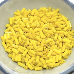 20 Grams Opaque Yellow Bugle Beads 4.5mm(No.BST30-105)