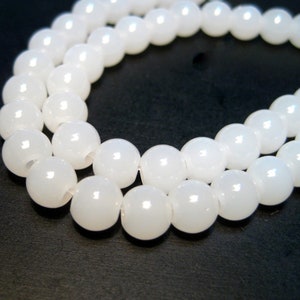 1 Strand(200pcs) White Imitation Jade Glass Beads 4mm Round (NO.GL1-1783)