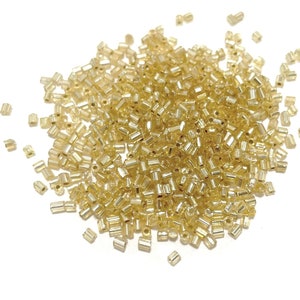 20 Grams Light Yellow Silver Lined Bugle Beads 2mm (N0.BST32-086)