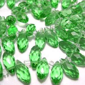 10pcs of Light Green Faceted Teardrops Beads 12x6mm Glass Beads Briolette Beads(No.TTD9-2143)