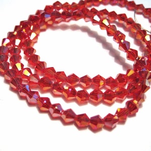 1 Strand of Red AB Bicone Beads 4mm Glass Beads (N0.BC210-653)