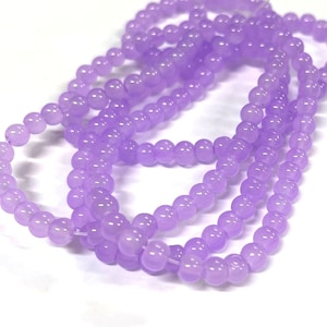 1 Strand Light Violet Purple Imitation Jade Glass Beads 4mm Round(NO.GL20-1793)