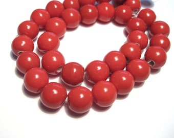 1 Strand (40pcs) of Red Ceramic Beads 8mm Round (No.CM28-391)