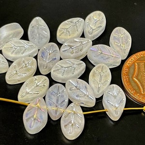 20pcs of Frosted White AB leaf Glass Beads 11mm (No.LFA5-1187)