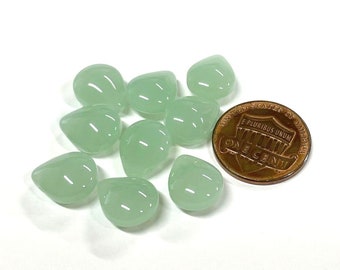 10pcs of Light Green Teardrop Beads 12mm Glass Teardrop Beads Puffed teardrops(TD110-1549)