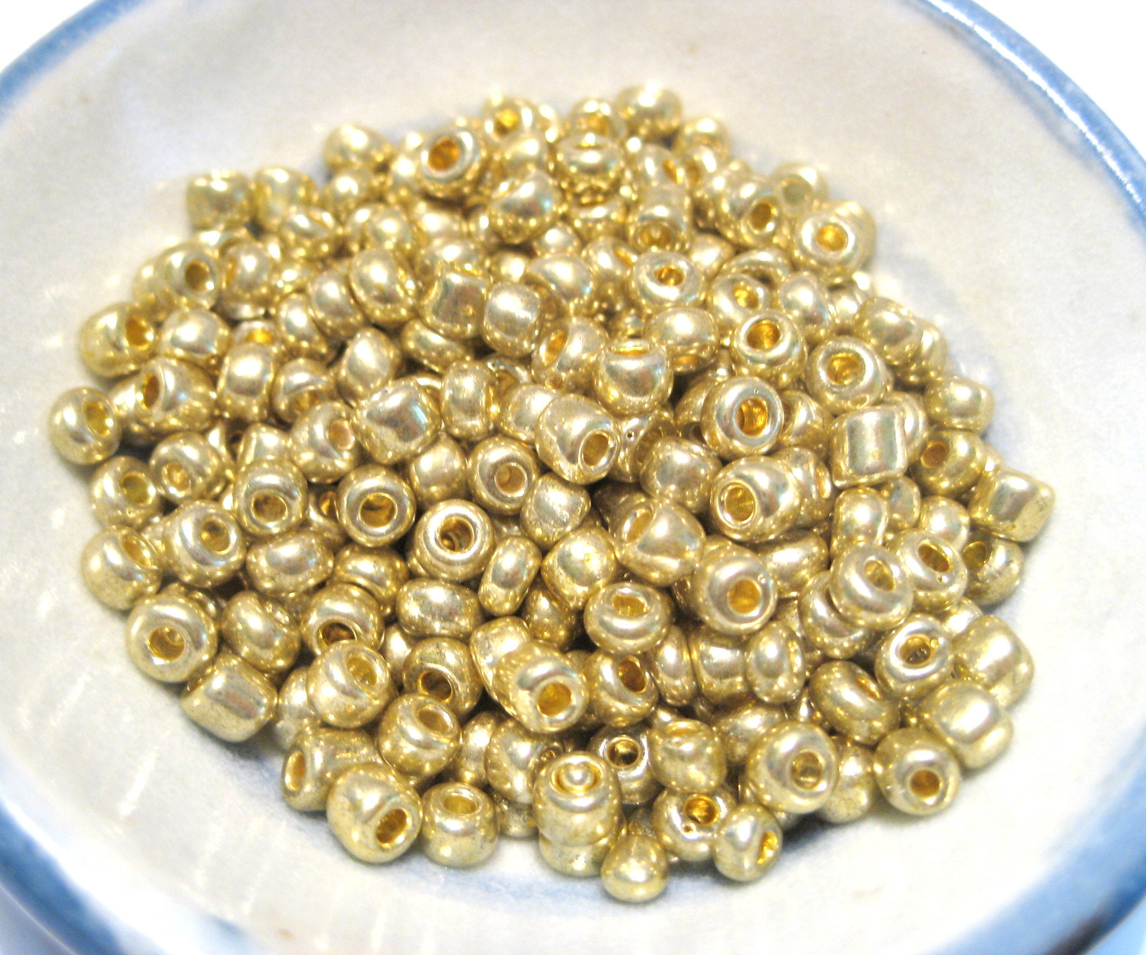 20g Metallic Yellow Gold Seed Beads 6/0 Glass Seed Beads Etsy