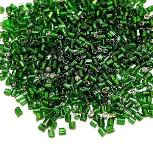 20 Grams Green Silver Lined Bugle Beads 2mm (N0.BST111-080)