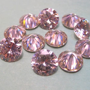 1 pièce de zircone cubique rose CZ à facettes, rondes 6 mm AAA (n° ZCRD2-2514)