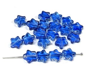20pcs of Translucent Blue Star Bead 8mm Glass Star Beads (No.ST355-3217)