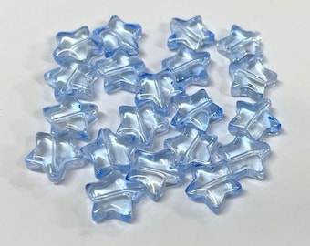 20 Blue Star Glass Beads Translucent 10mm(No.36-2601)