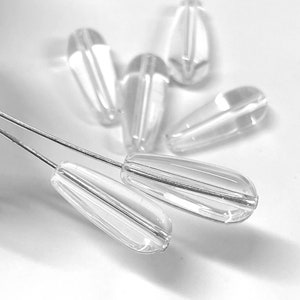 6pcs of Clear Smooth Teardrops Beads Glass Beads 20mm Glass Teardrop Beads(NO.TD1-2856A)